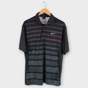 Tiger Woods Collection Polo Shirt Mens Medium Black Dri Fit Performance Nike